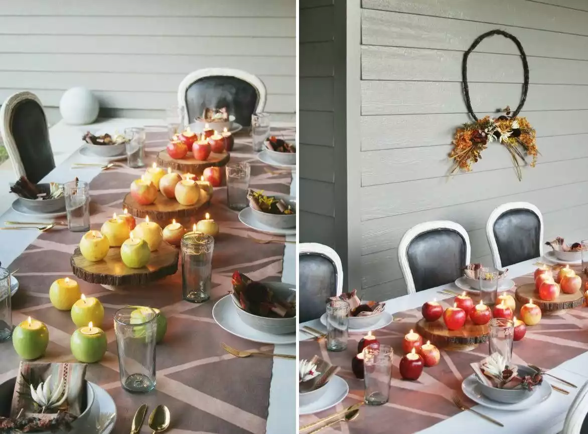 Multicolored Apple Votives Display