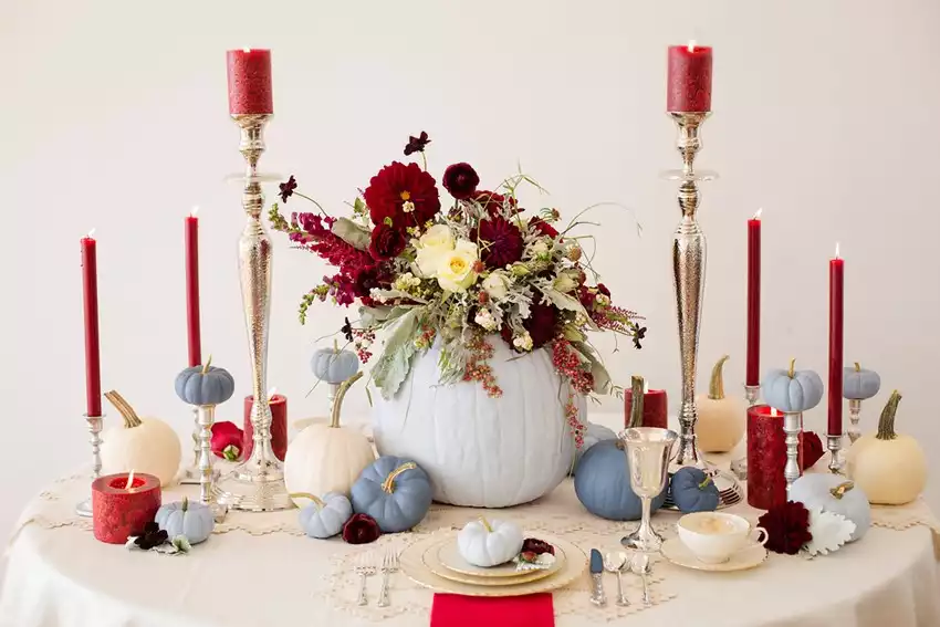 White Faux Pumpkin Centerpiece
