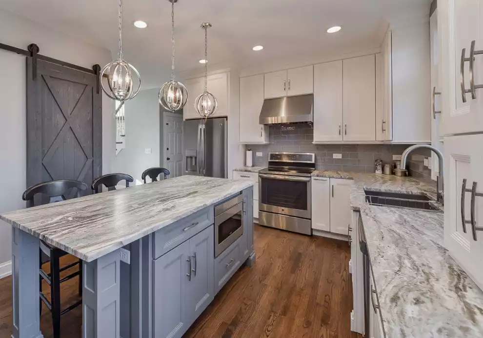 Fantasy Brown Dolomite with White Cabinets