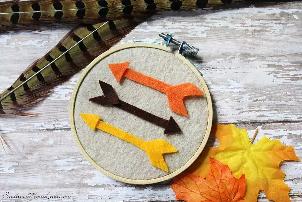 Felted Fall Arrow Embroidery Hoop