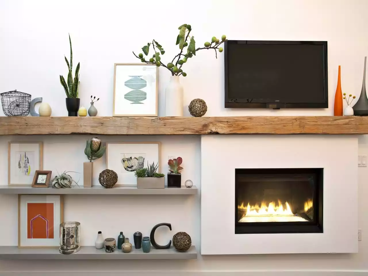 a long fireplace mantel shelf