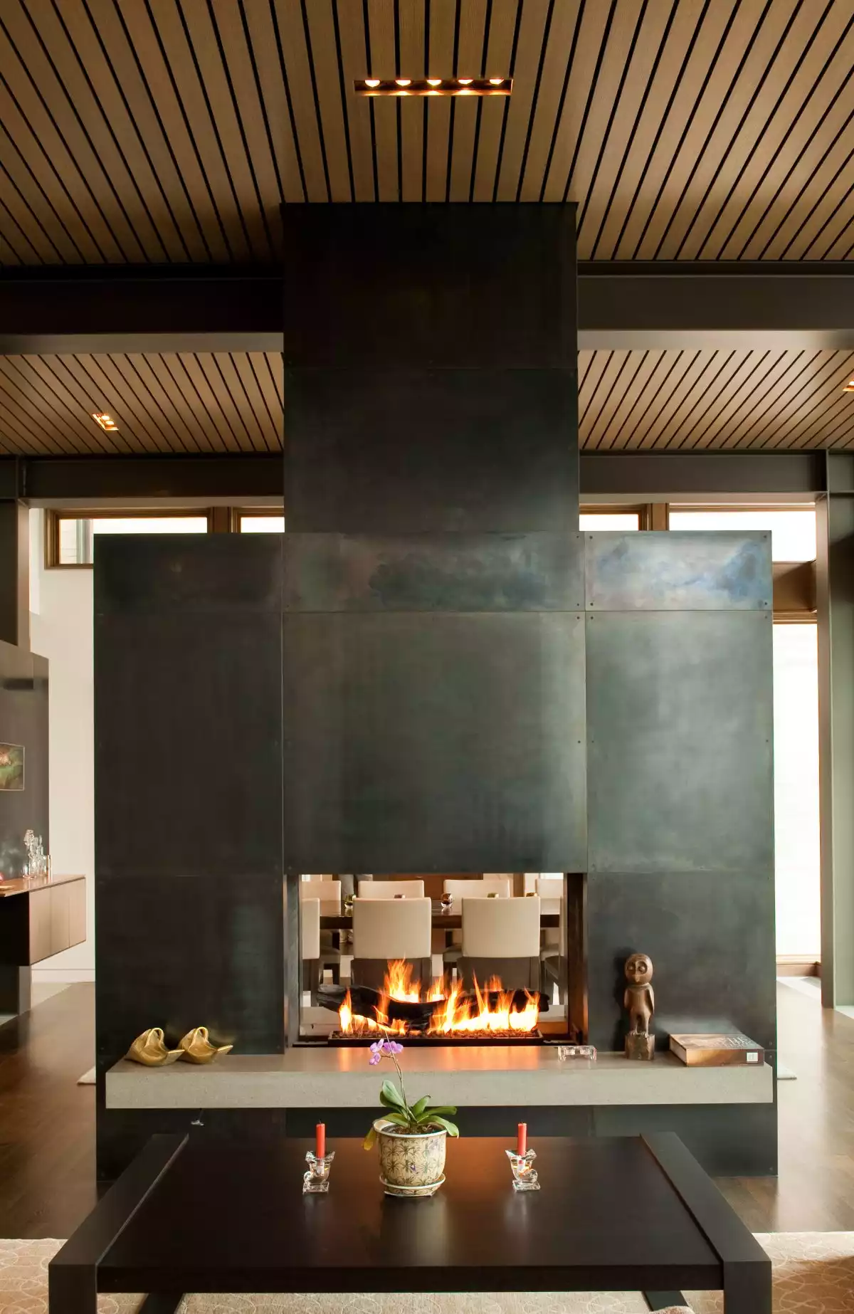 Fireplace wall divider - surround decor