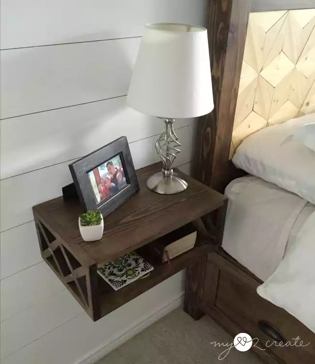 Floating nightstand with built-in storage 