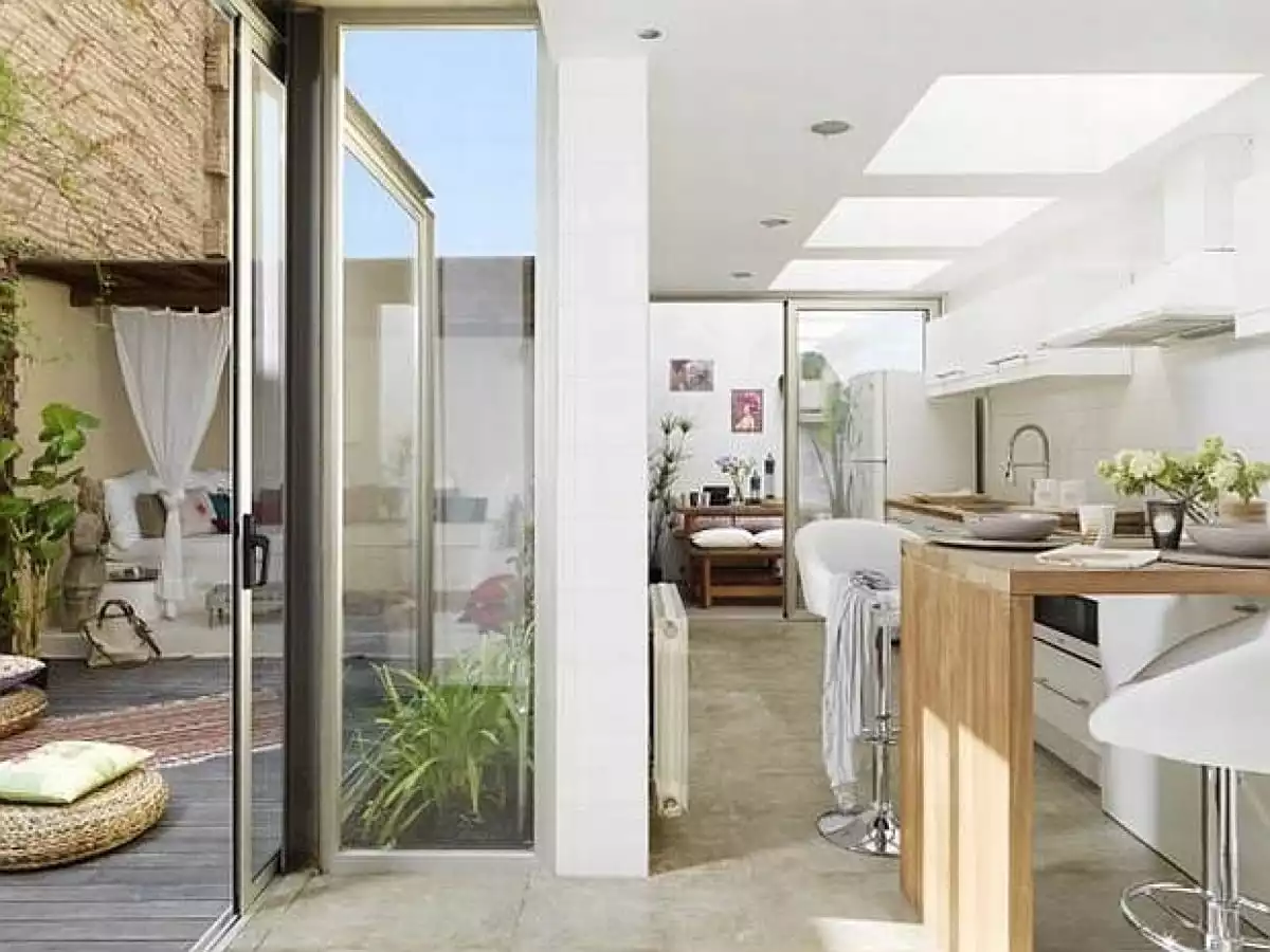 Floor to ceiling windows In the kitchen
