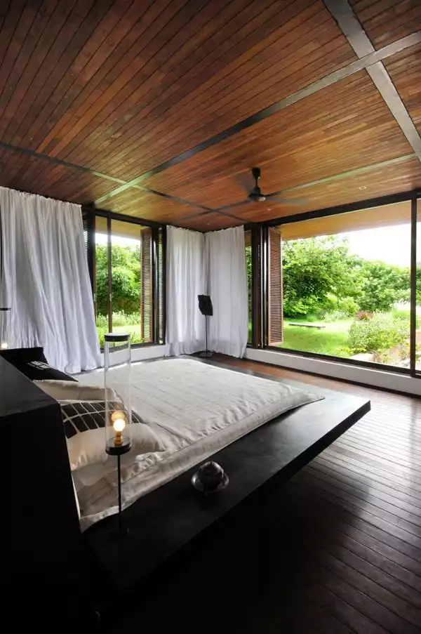Floor to ceiling windows In the bedroom