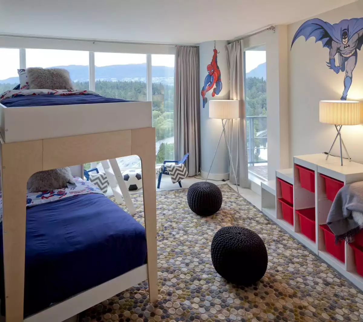Floor to ceiling windows in the kids room 2