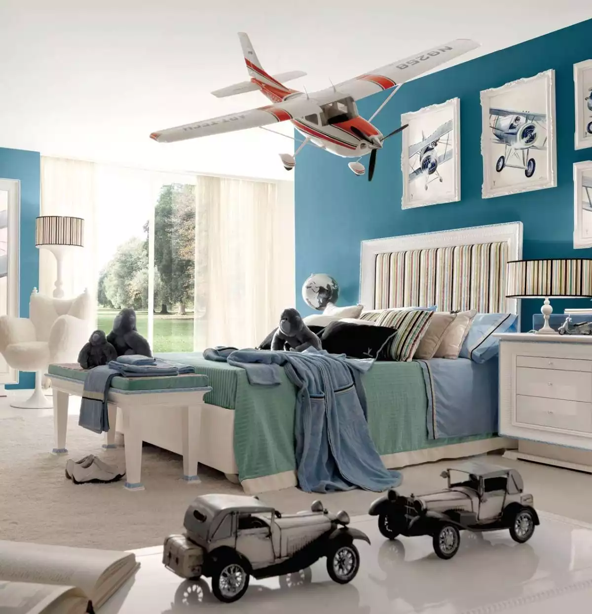 Floor to ceiling windows in the kids room