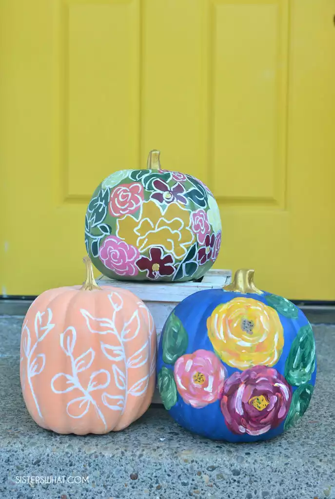Flower Painted Pumpkins