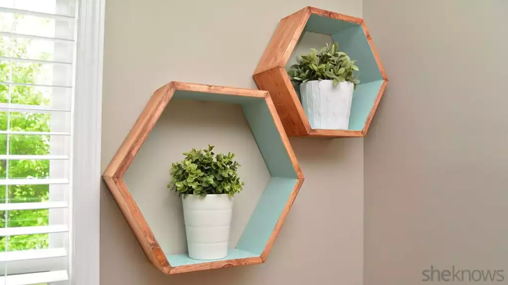 Hexagonal two-toned shelves