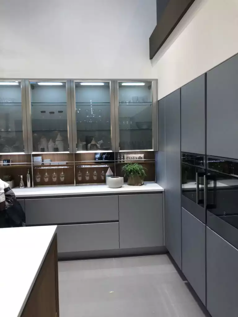 Glass kitchen in grey color 768x1024