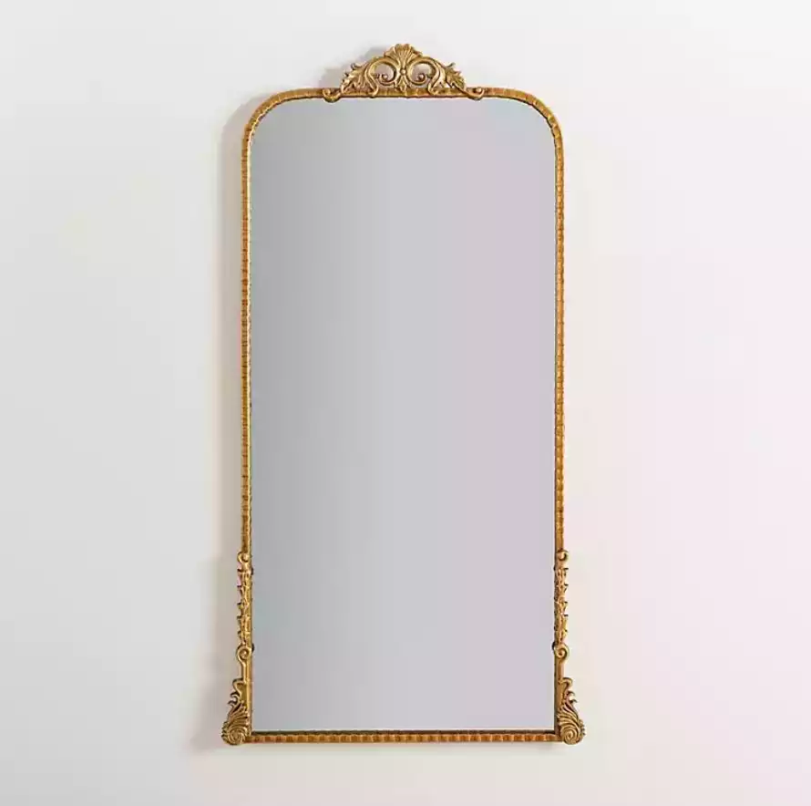 Gold Ornately Carved Leaner Mirror