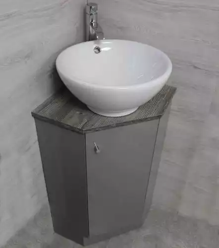 Gray Corner Bathroom Vanity Sink