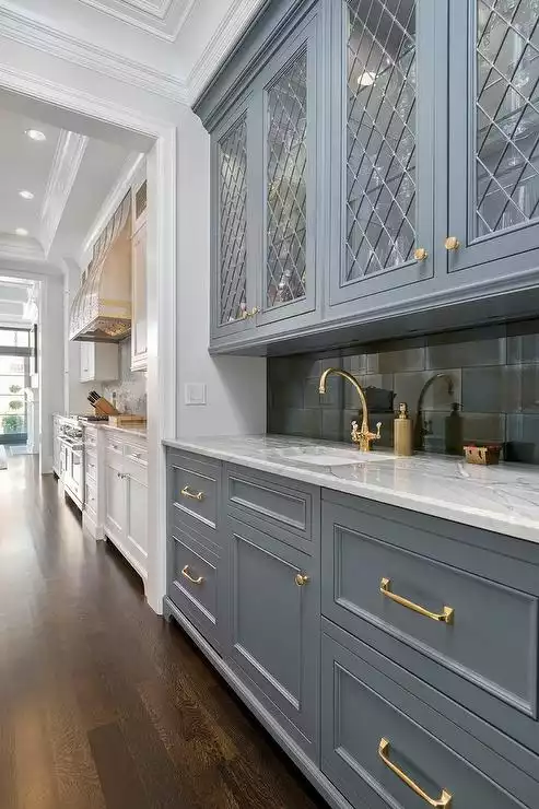 Gray Kitchen Cabinets with Open Storage