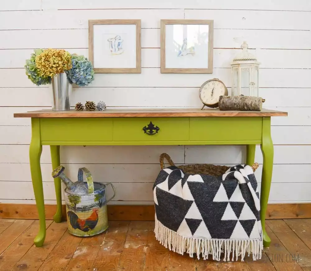 Green console table makeover