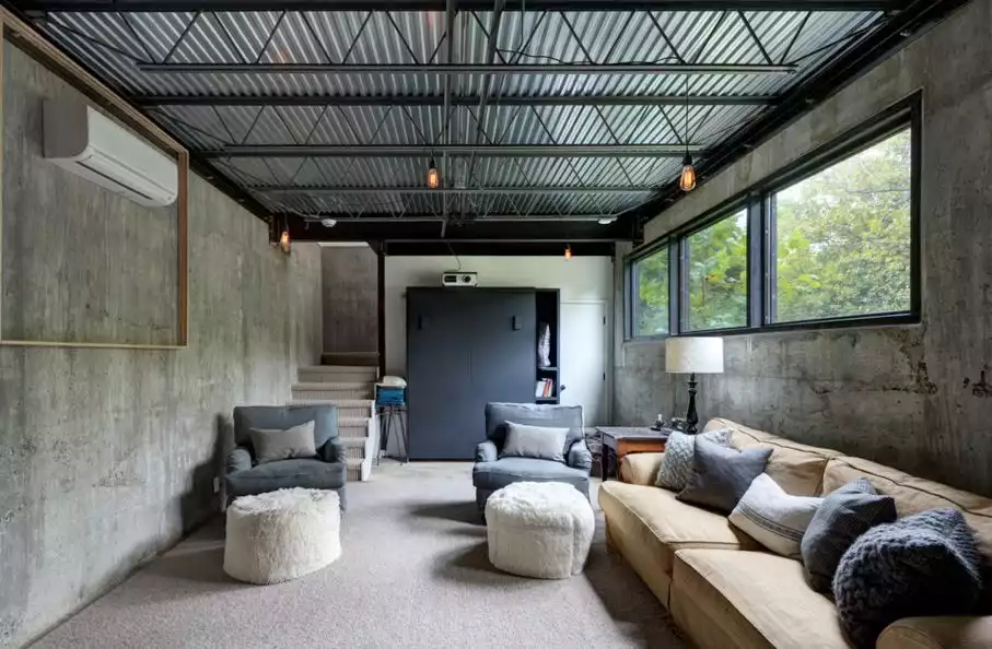 Grey accents through concrete walls