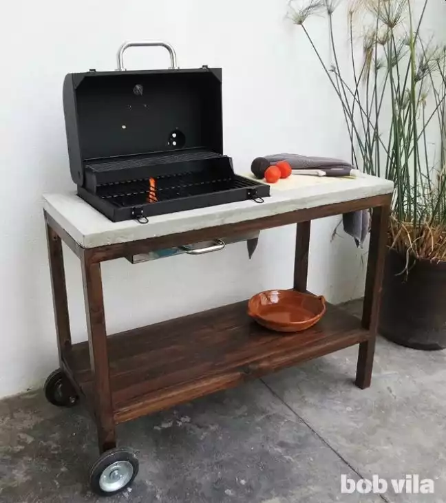 A grill table for the outdoor kitchen