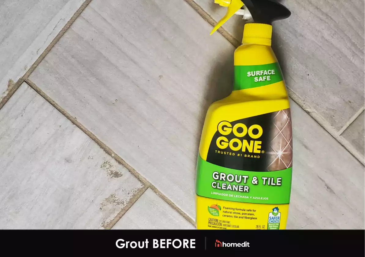 Goo Gone Grout and Tile Before cleaning 