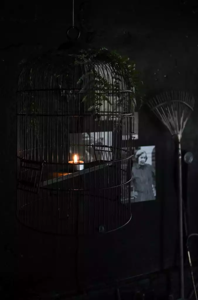 Halloween Chandelier From A Bird Cage
