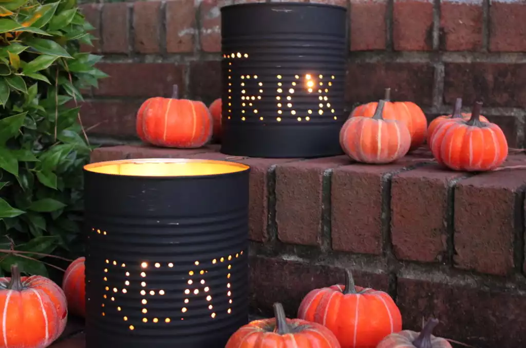 Halloween Tin Can Luminaries