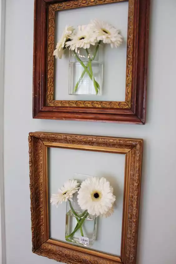 Hang flowers into empty frames
