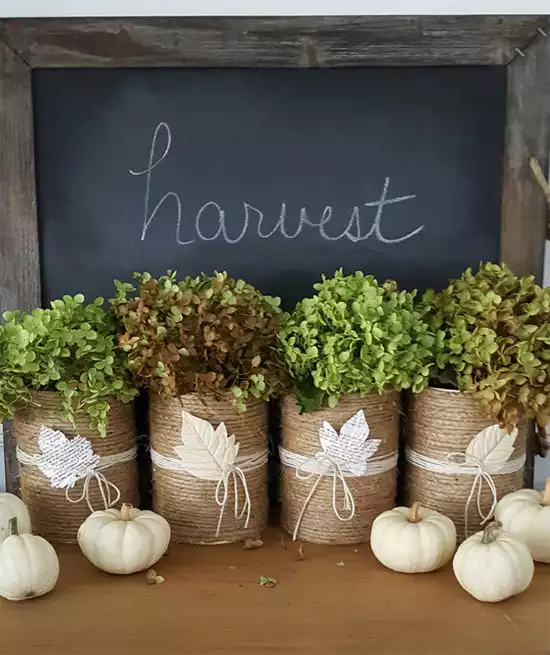 Twine-Wrapped Can Centerpieces