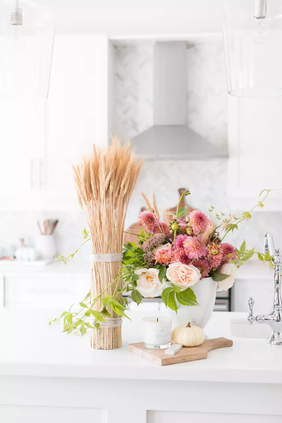 Wheat and Floral Centerpiece