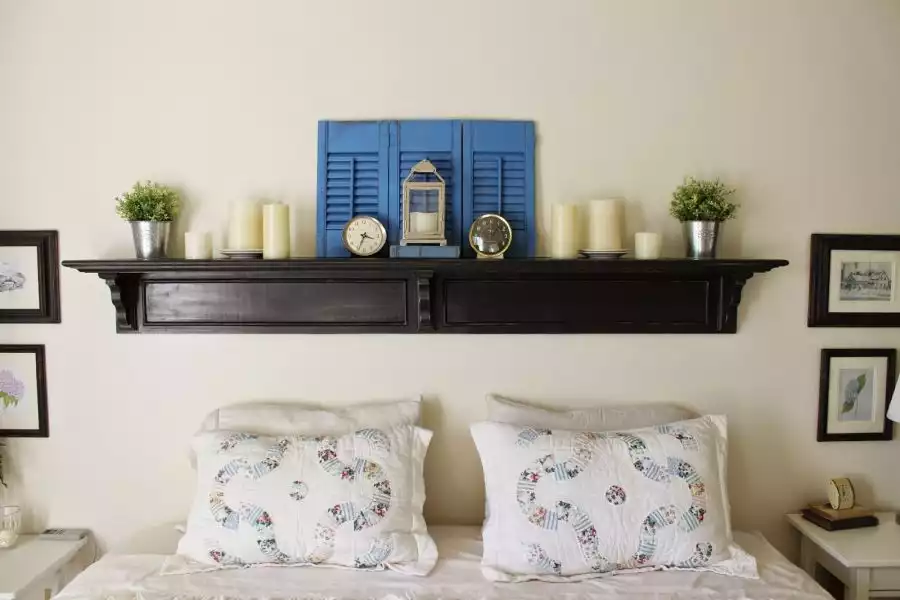 Headboard and floating shelf combo