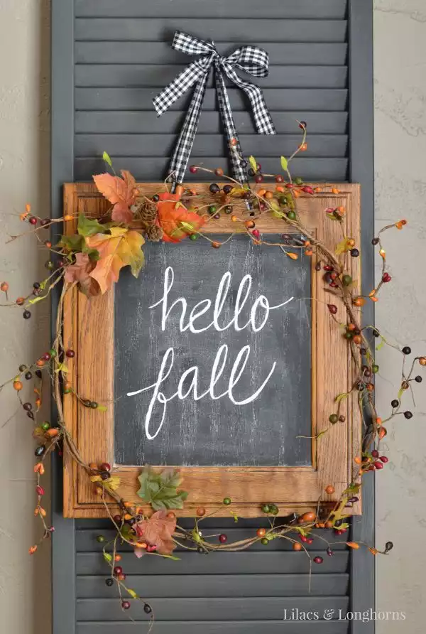 Fall Window Shutter Frame Wreath