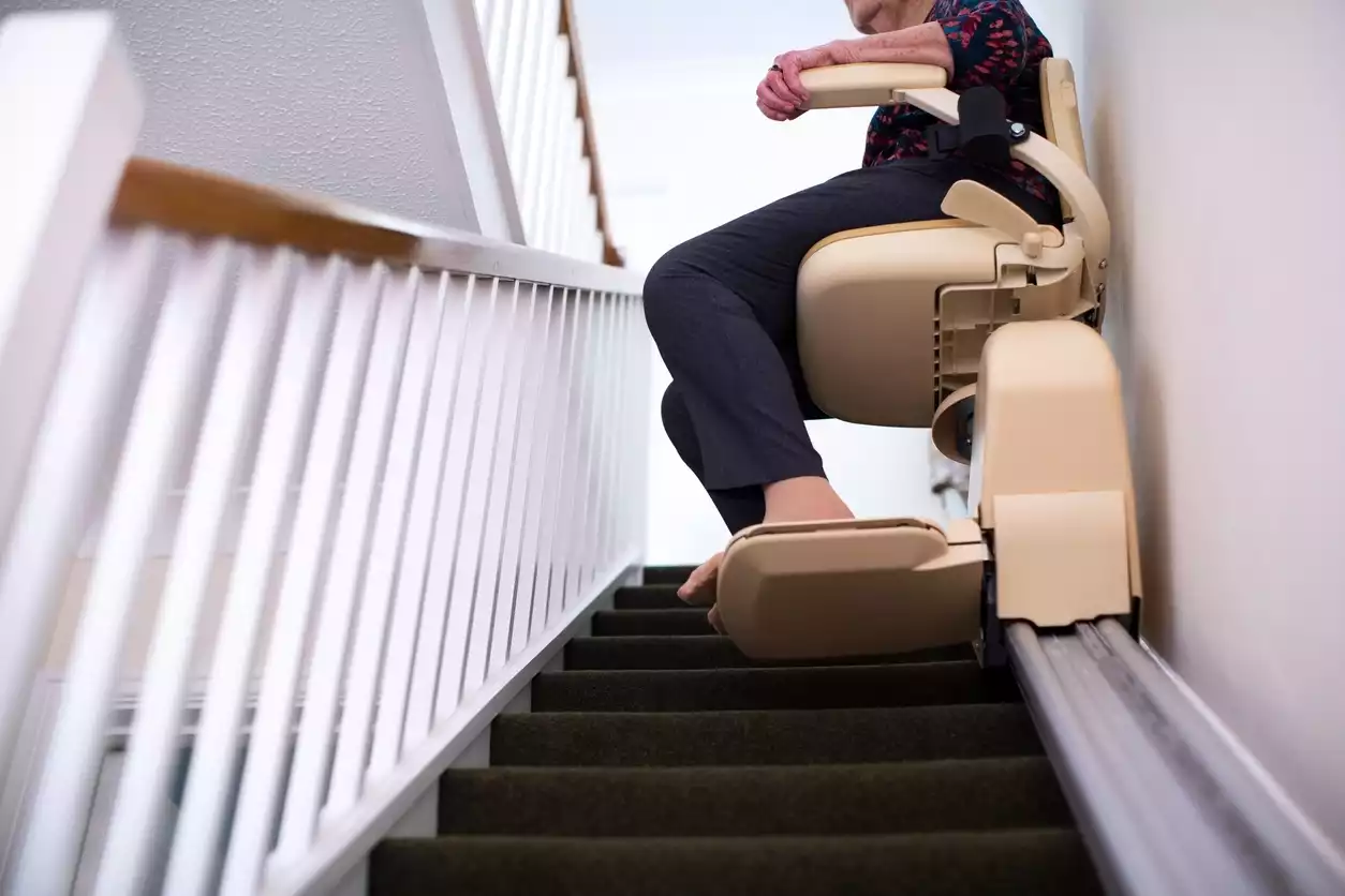 Home stair lift to access the first floor bedroom