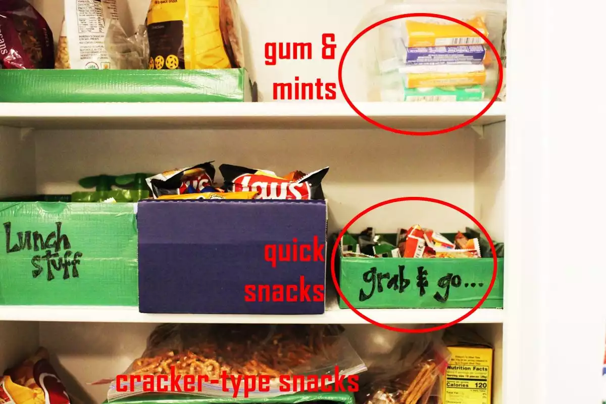 How to Declutter Kitchen Gum is also on the top shelf