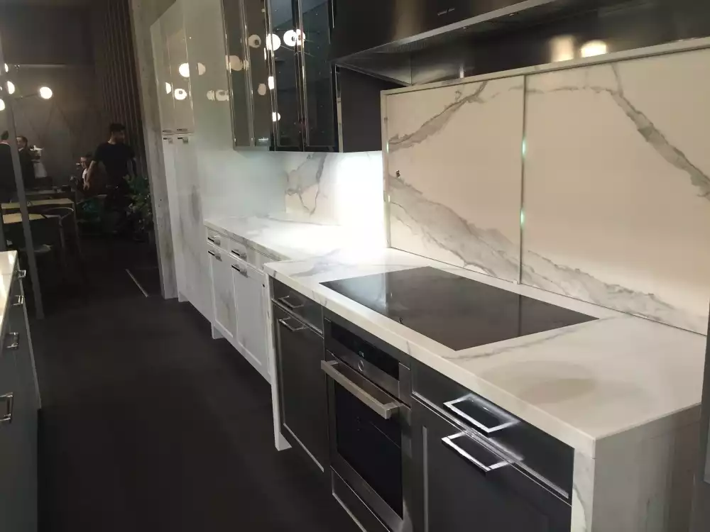 Induction cooktop and marble top plus backsplash