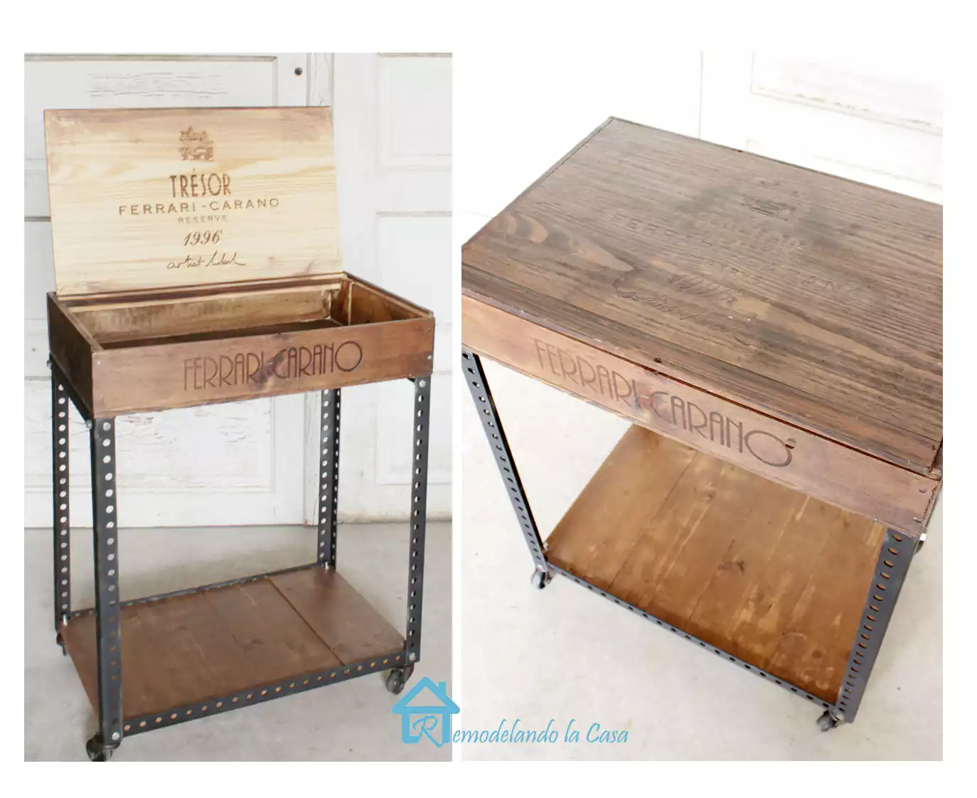 Industrial table on wheels