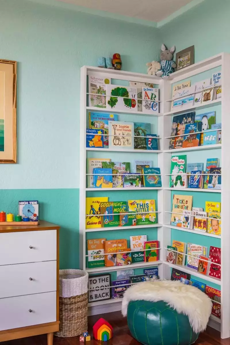 Kids room corner rack space