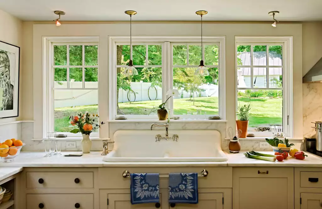 Kitchen Window with White Mullions