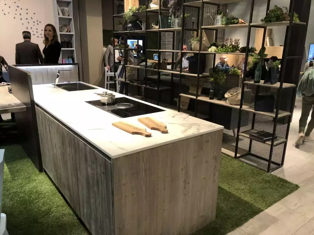 Kitchen island extension with stove and induction cooktop