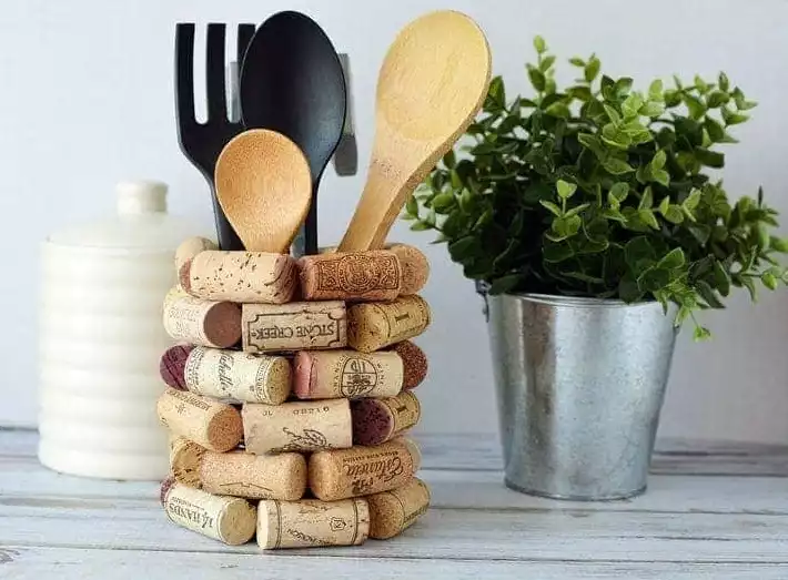 Cork crafts DIY Kitchen Utensil Holder