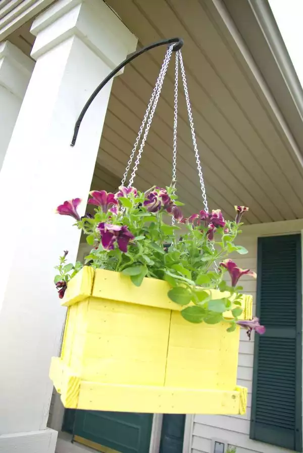 Large hanging planter made of pallet wood