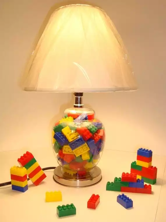 Lego Blocks wrapped around lamp base