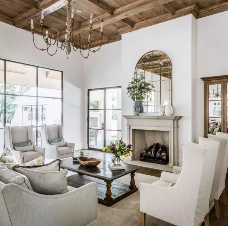 Living room modern design wood ceiling