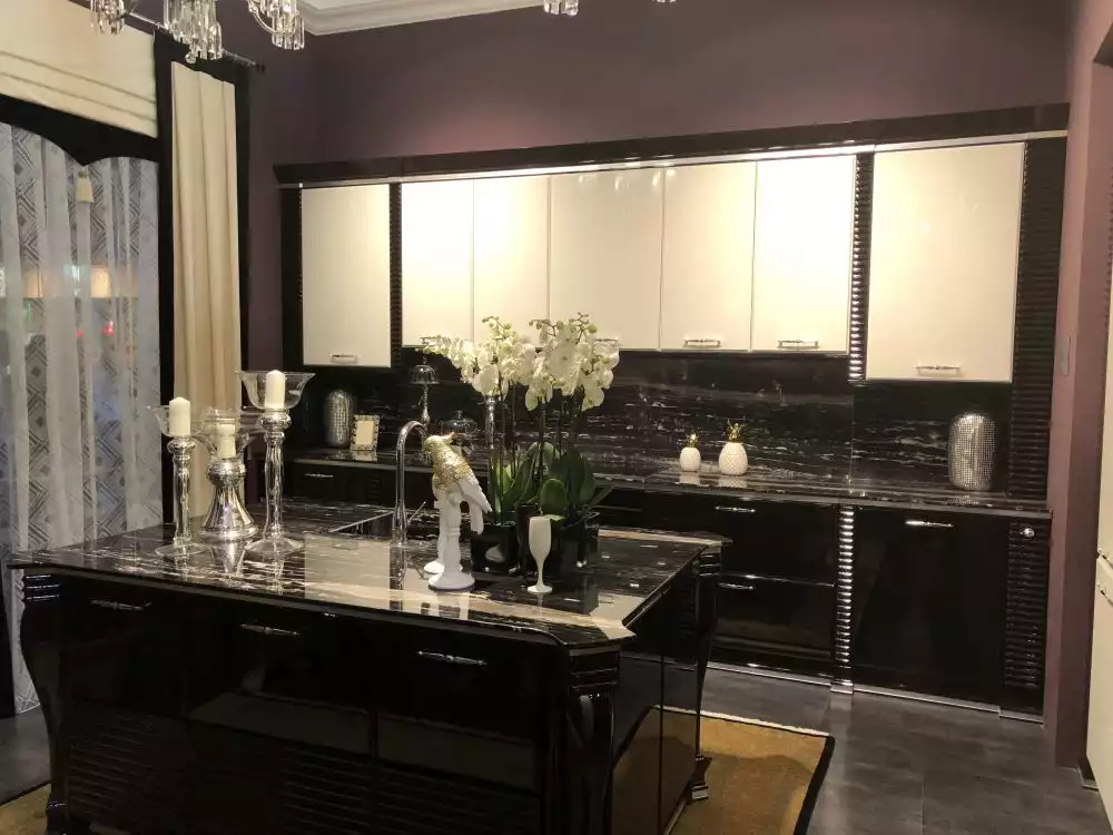 Luxury kitchen in two tone white and black