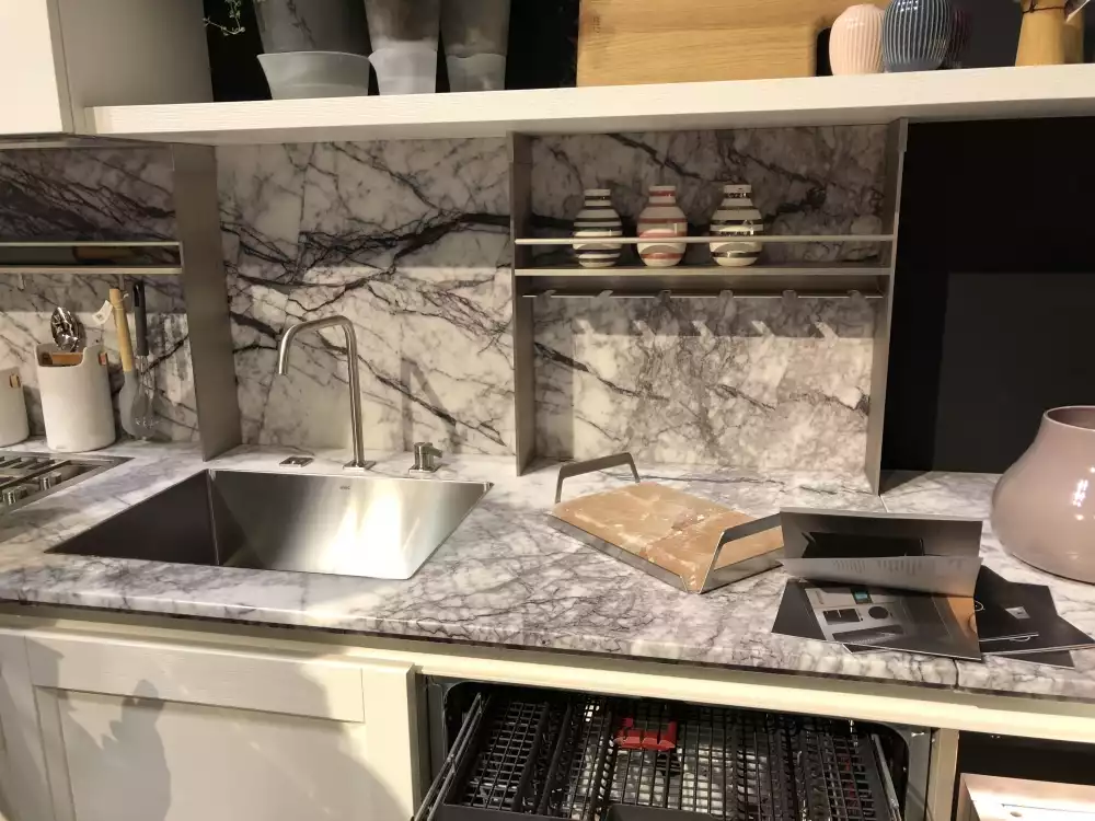 Marble kitchen storage and organization