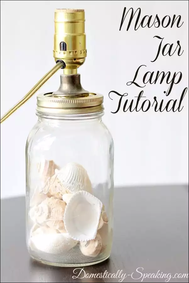 Mason Jar Lamp with seashell inside