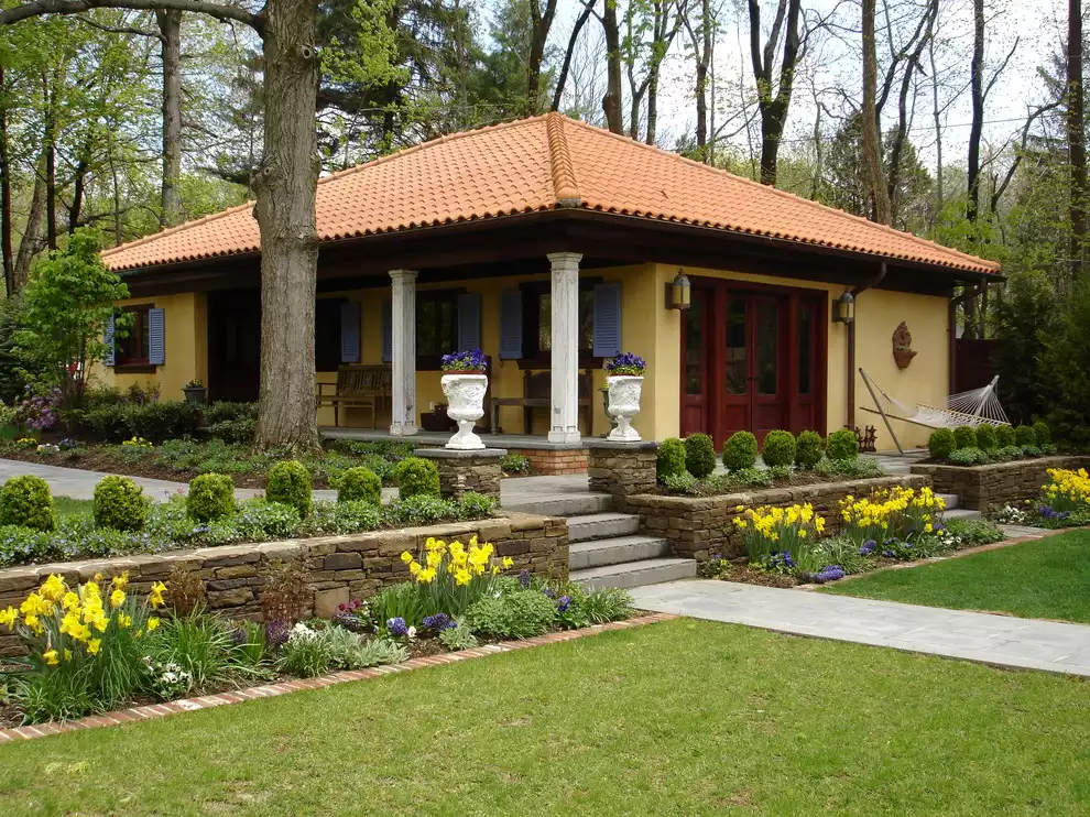 Mediterranean Home with Tile Bonnet Roof