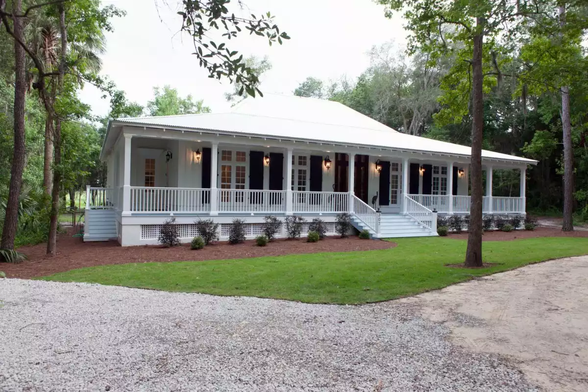 Metal Bonnet Roof Over Wraparound Porch