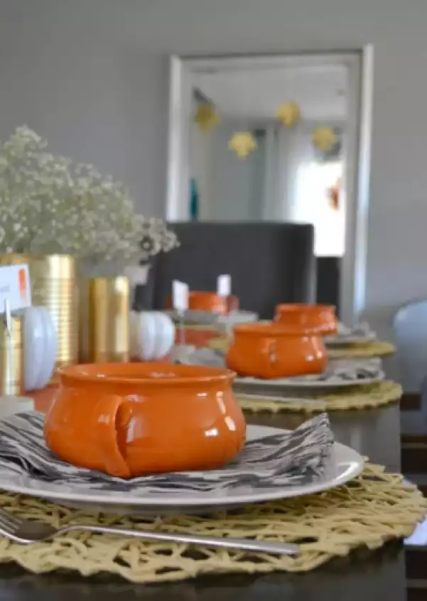 Metal Can and Wildflower Fall Tablescape