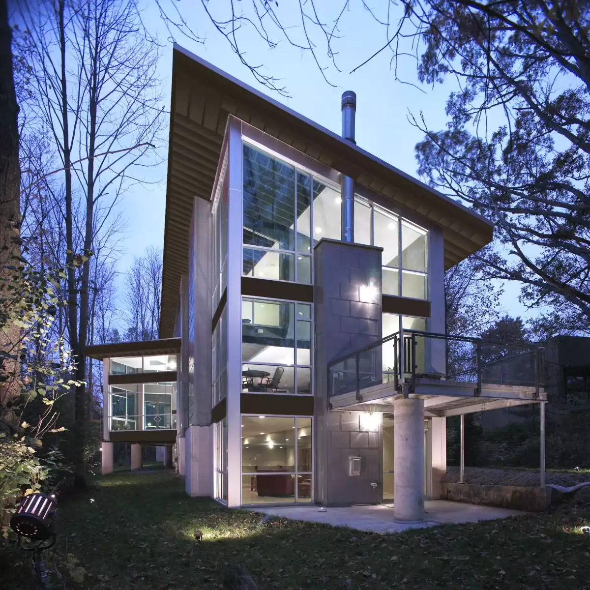 Minimalist Glass House with Skillion Roof