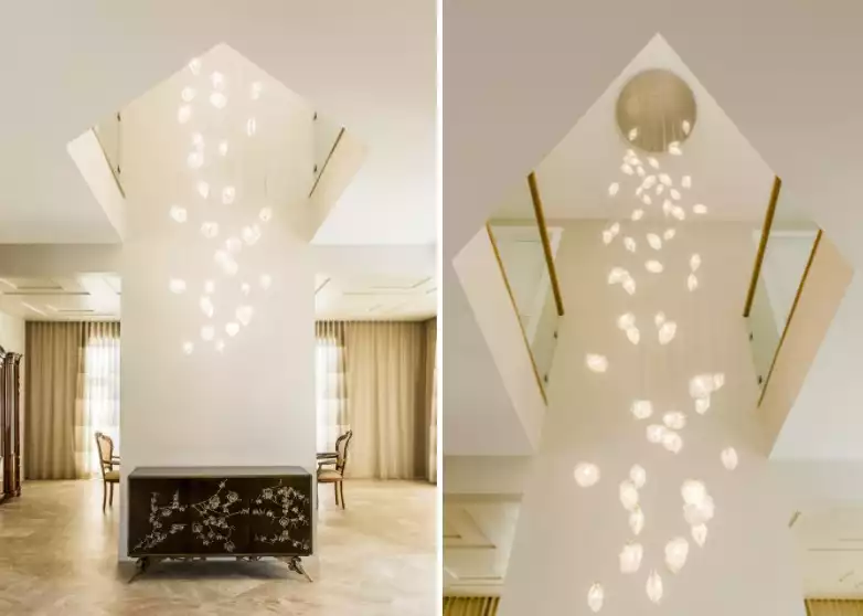 Modern two storey chandelier