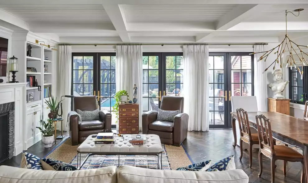 Multiple Black Framed French Doors