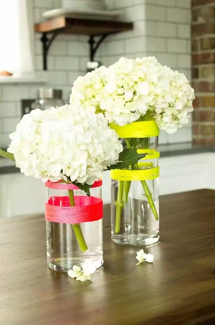 Neon striped vase diy