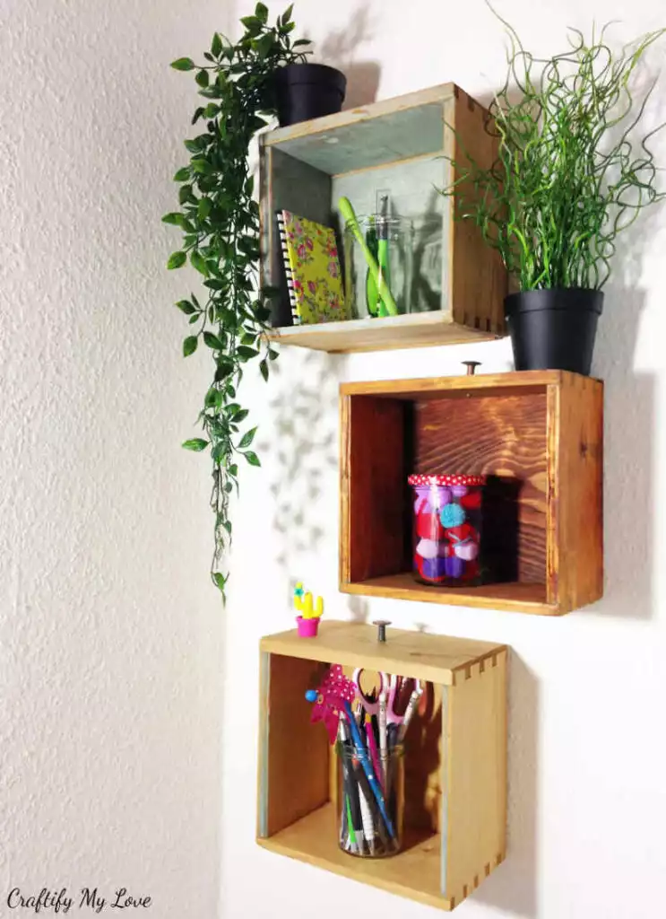 Old drawers turned into shelves 743x1024